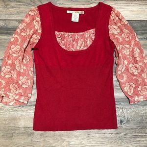 Max Studio floral shirt/sweater combo, size M